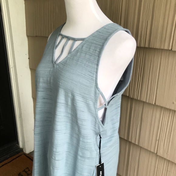 NWT Doe&Rae dusty blue tank w/criss criss details - Picture 2 of 4